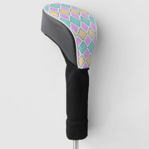 Pastel Harlequin Prism Diamond Pattern Golf Head Cover