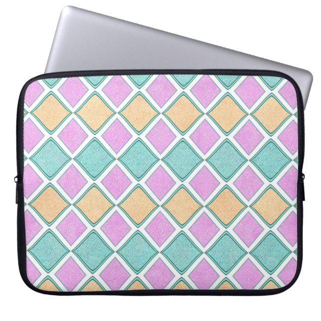  Pastel Harlequin Prism Diamond Pattern Laptop Sleeve (Front)