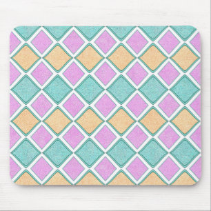 Pastel Harlequin Prism Diamond Pattern Mouse Pad