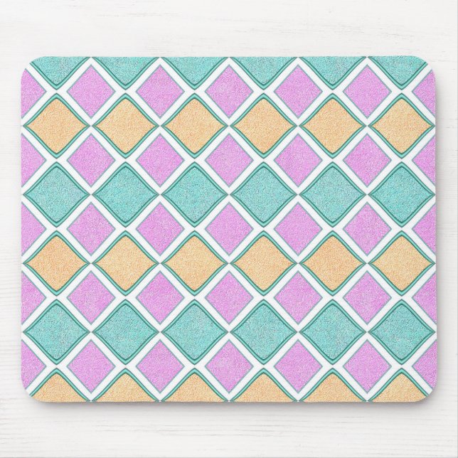  Pastel Harlequin Prism Diamond Pattern Mouse Pad (Front)