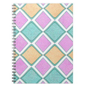 Pastel Harlequin Prism Diamond Pattern Notebook
