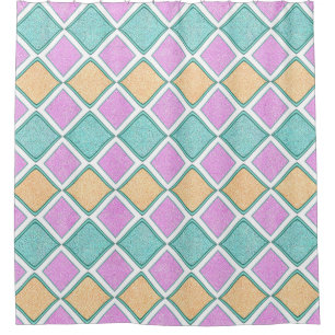 Pastel Harlequin Prism Diamond Pattern Shower Curtain