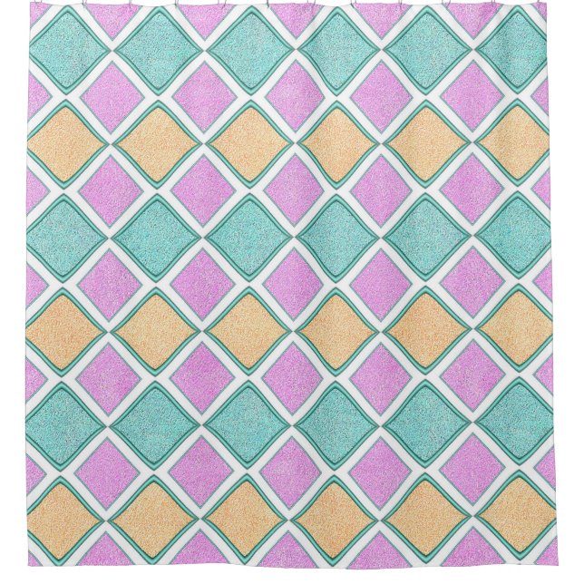  Pastel Harlequin Prism Diamond Pattern Shower Curtain (Front)