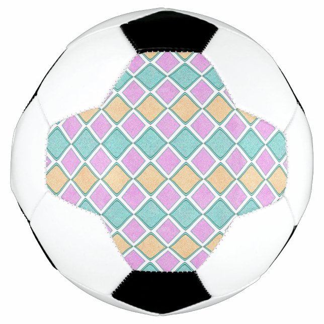  Pastel Harlequin Prism Diamond Pattern Soccer Ball (Front)