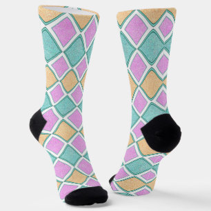 Pastel Harlequin Prism Diamond Pattern Socks