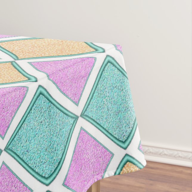  Pastel Harlequin Prism Diamond Pattern Tablecloth (In Situ)