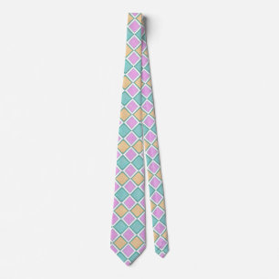  Pastel Harlequin Prism Diamond Pattern Tie
