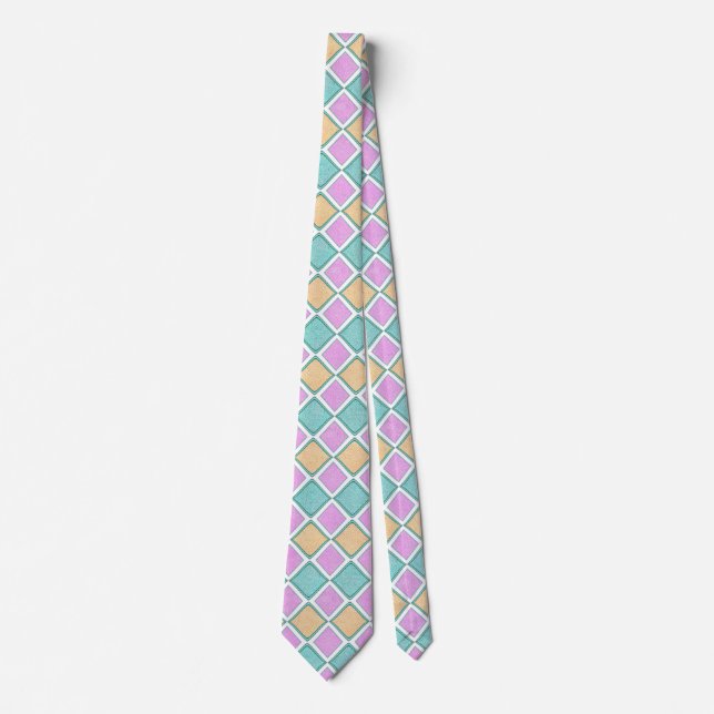 Pastel Harlequin Prism Diamond Pattern Tie (Front)