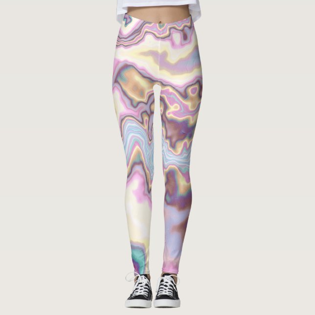 Pastel Harmony Marble Flow Leggings (Front)