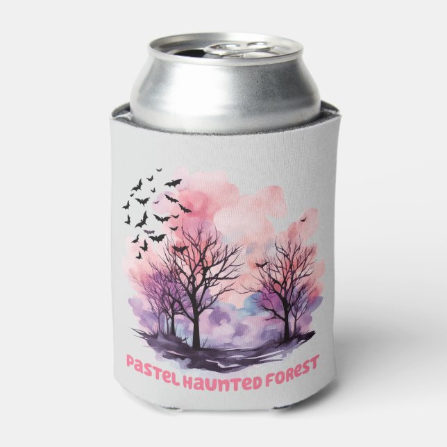 Pastel Haunted Forest – Spooky-Cute Pastel Purple Can Cooler (Can Front)