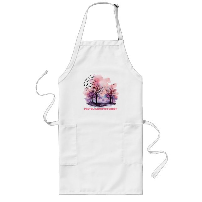 Pastel Haunted Forest – Spooky-Cute Pastel Purple Long Apron (Front)