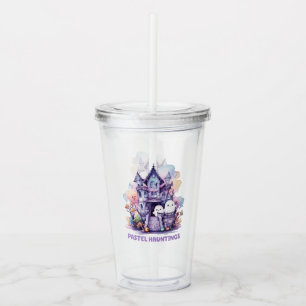 Pastel Hauntings – Cute Pastel Purple House Acrylic Tumbler