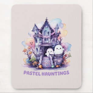 Pastel Hauntings – Cute Pastel Purple House Mouse Pad