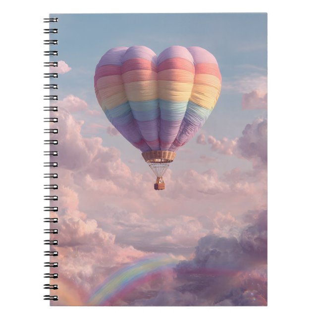 Pastel Heart Balloon Sunset Rainbow Notebook (Front)