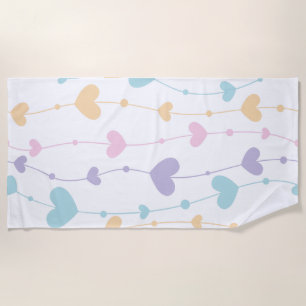 Pastel Heart Garland Beach Towel