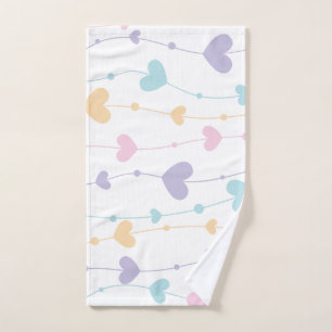 Pastel Heart Garland Hand Towel - Soft Aesthetic B