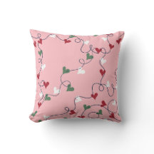 Pastel Heart Garland Throw Pillow