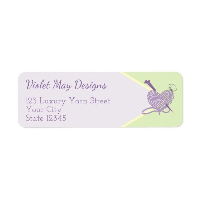 Pastel Heart Knitting Yarn Craft Return Address Label (Front)