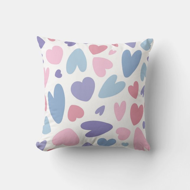 Pastel Heart Scatter Pattern Cushion (Front)