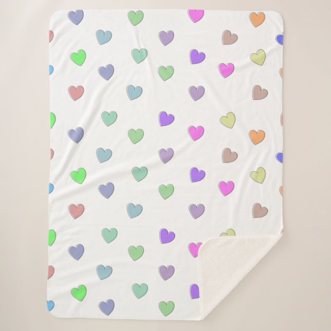 Pastel Heart Shape Pattern Sherpa Blanket (Front)