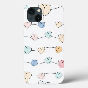Pastel Heart Strings Pattern   Cute Minimalist iPhone 13 Case