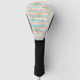 Pastel Heart Stripes Glitter Style Pattern (10) Golf Head Cover