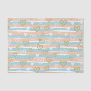 Pastel Heart Stripes Glitter Style Pattern (10) Tissue Paper