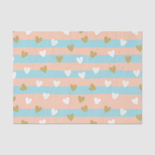 Pastel Heart Stripes Glitter Style Pattern (14) Tissue Paper