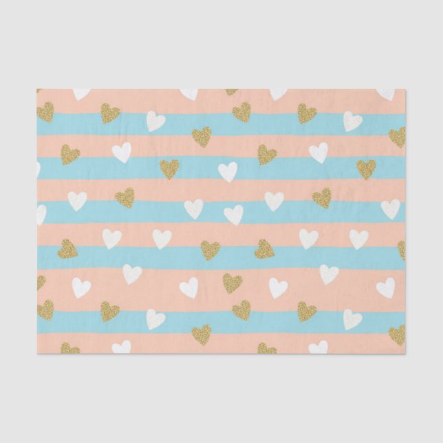 Pastel Heart Stripes Glitter Style Pattern (14) Tissue Paper (Front)