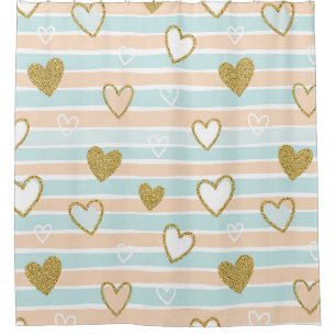 Pastel Heart Stripes Glitter Style Pattern (16) Shower Curtain