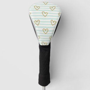 Pastel Heart Stripes Glitter Style Pattern (1) Golf Head Cover