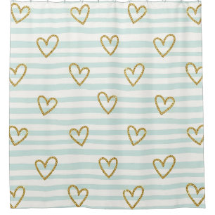 Pastel Heart Stripes Glitter Style Pattern (1) Shower Curtain