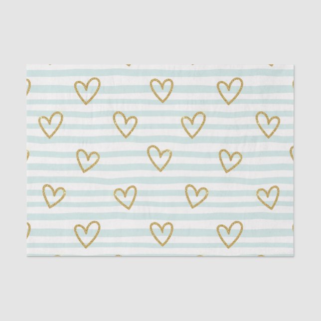 Pastel Heart Stripes Glitter Style Pattern (1) Tissue Paper (Front)