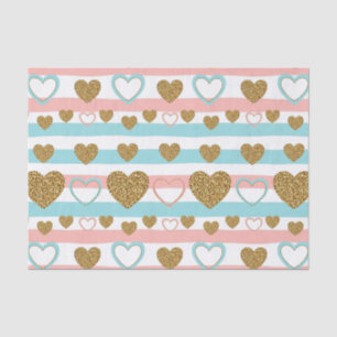 Pastel Heart Stripes Glitter Style Pattern (4) Tissue Paper