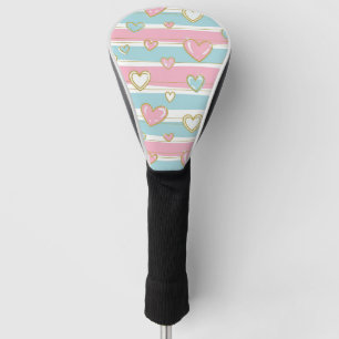 Pastel Heart Stripes Glitter Style Pattern (6) Golf Head Cover