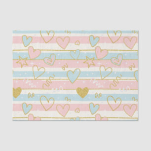 Pastel Heart Stripes Glitter Style Pattern (7) Tissue Paper