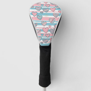 Pastel Heart Stripes Glitter Style Pattern (8) Golf Head Cover