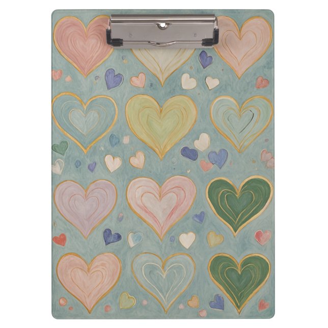 Pastel Heart Tapestry Clipboard (Front)
