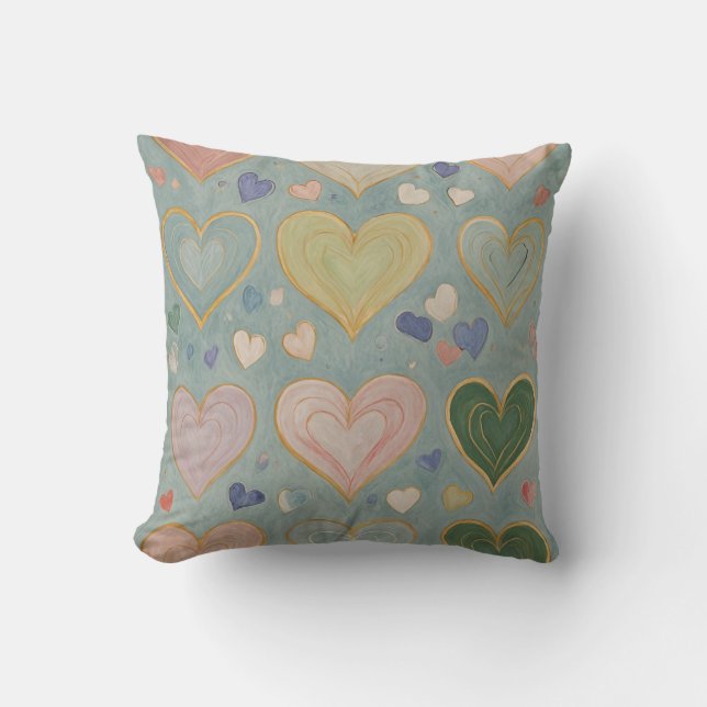 Pastel Heart Tapestry Cushion (Front)