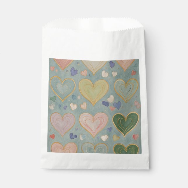 Pastel Heart Tapestry Favour Bag (Front)