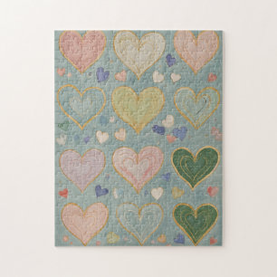 Pastel Heart Tapestry Jigsaw Puzzle