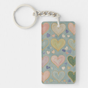 Pastel Heart Tapestry Key Ring