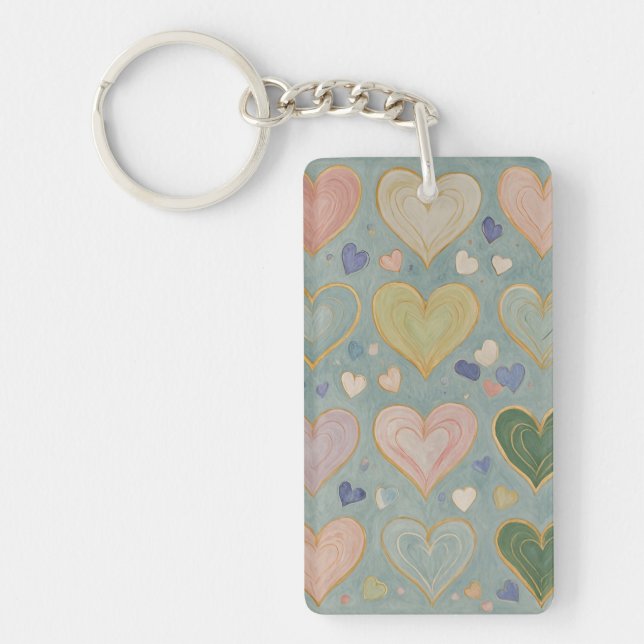 Pastel Heart Tapestry Key Ring (Front)