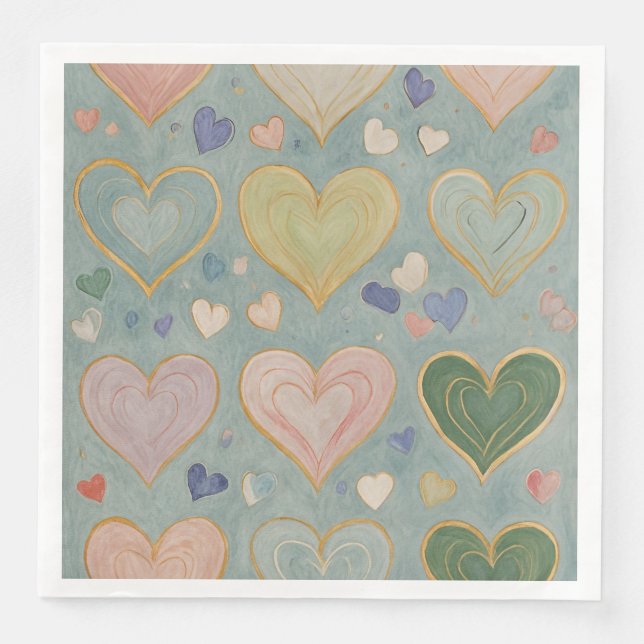 Pastel Heart Tapestry Napkin (Front)