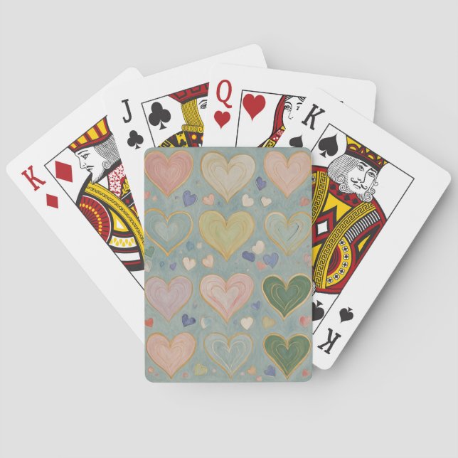 Pastel Heart Tapestry Playing Cards (Back)