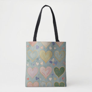 Pastel Heart Tapestry Tote Bag