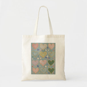 Pastel Heart Tapestry Tote Bag