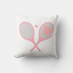 Pastel Heart Tennis Player Racquets Ball Design  Cushion