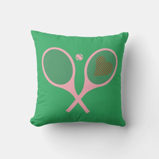 Pastel Heart Tennis Player Racquets Ball Design   Cushion (Front)