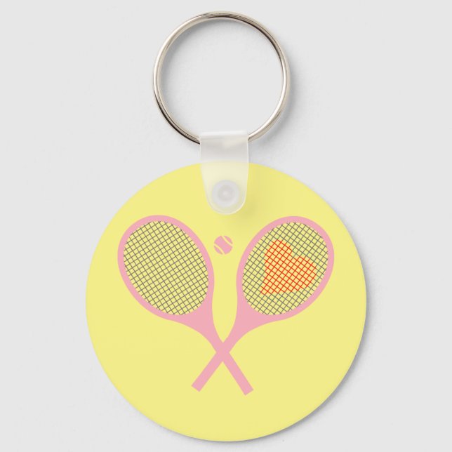 Pastel Heart Tennis Player Racquets Ball Design    Key Ring (Front)